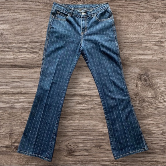 🌻Denim Sale🌻Blue Striped Wide Leg Jeans - Picture 1 of 5